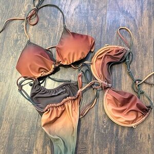 White Fox Boutique Gradient Bikini Set - Brown and Green